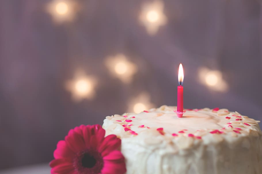 acara, ulang tahun, kue, makanan, lezat, lilin, bunga, lampu, diam, bokeh