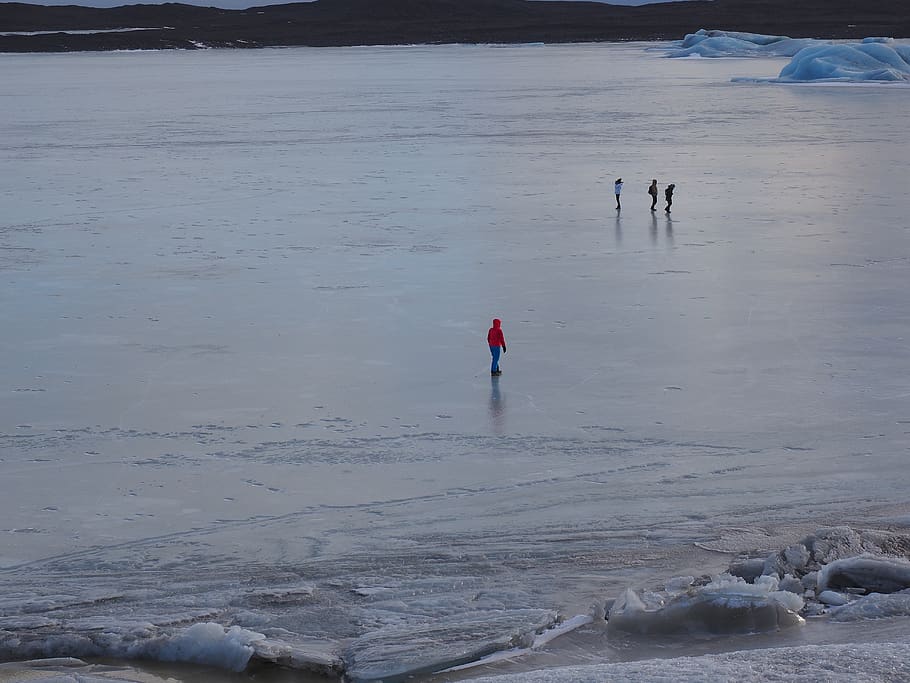 danau glasial, lanskap es, icefall, skaftafellsjökull, gletser, eissee, beku, vatnajökull, Islandia, orang sungguhan