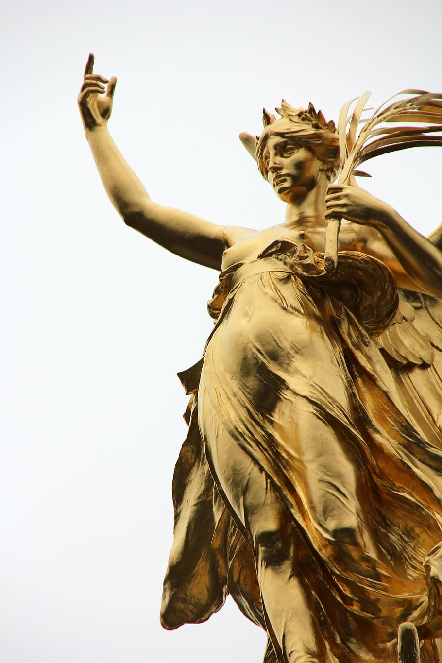 gold statue, woman, finger, pointing, upward, gold, statue, angel, london, golden