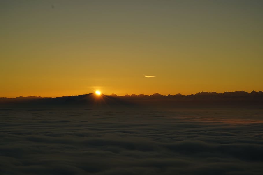 sunrise, tödi, alpine, mountains, alps, mountain range, fog, nebellandschaft, sea of fog, fulen wicked