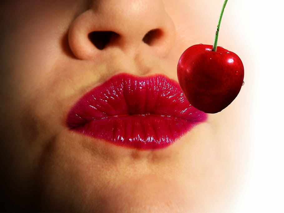 cherry, lips, kiss, red, love, kiss mouth, lipstick, mouth, woman, affection