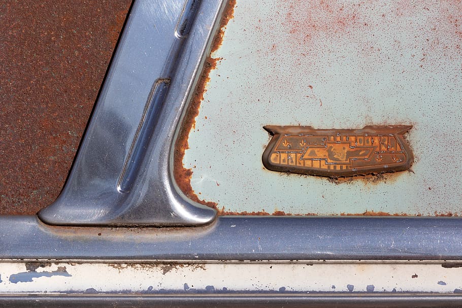 antique, rust, car, chevy, badge, emblem, chrome, texture, automotive, automobile