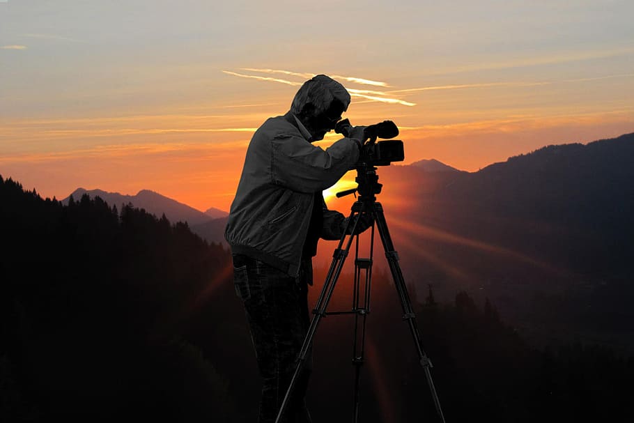 Luz de fondo, Puesta de sol, Director de fotografía, cámara - Equipo fotográfico, trípode, fotógrafo, equipo, fotografía, fotografía Temas, lente - Instrumento óptico