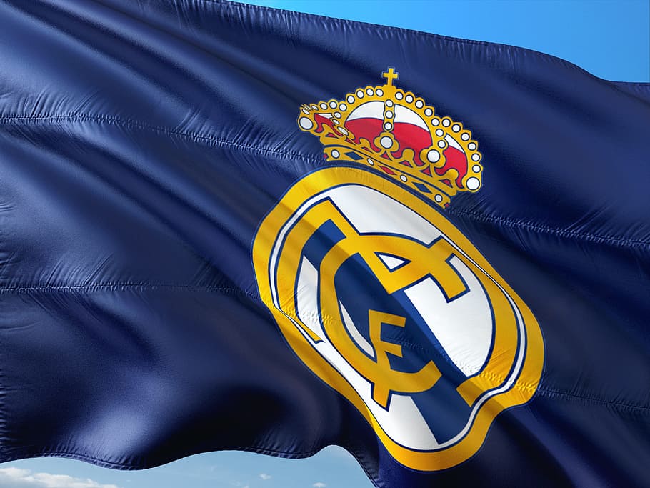 real madrid banner, football, soccer, europe, uefa, champions league, real madrid, sport, flag, yellow