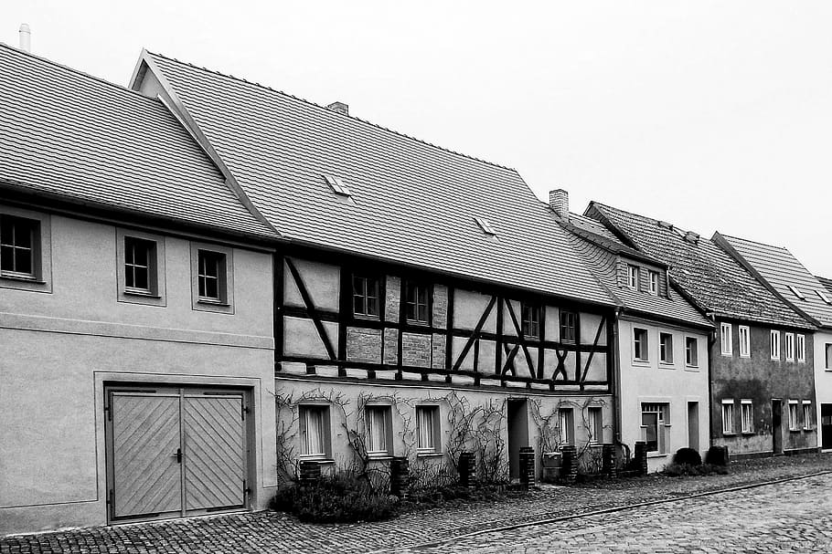 Fachwerkhaus, Historis, Arsitektur, penglihatan, bar, bangunan berbingkai kayu, hitam dan putih, tua, kuno, rumah