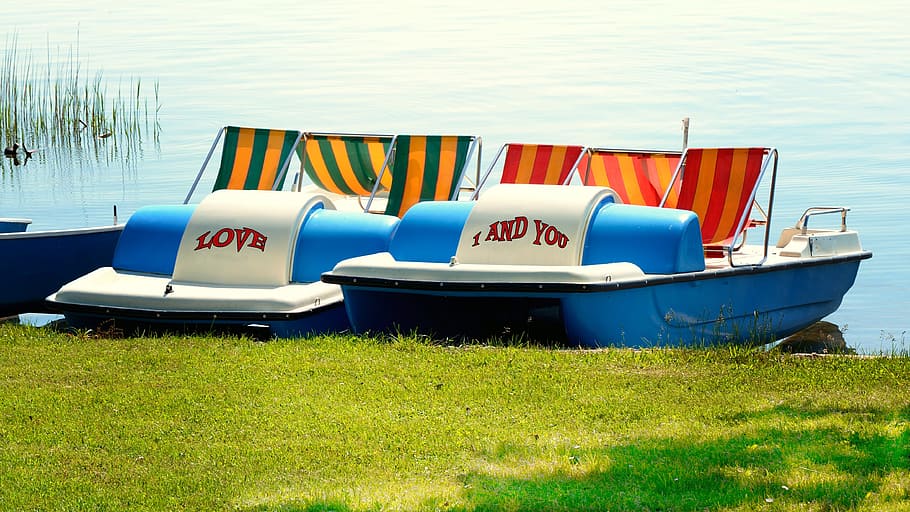 Pedal Boats, Boot, Leisure, Holiday, color, colorful, water, summer, symbol, love