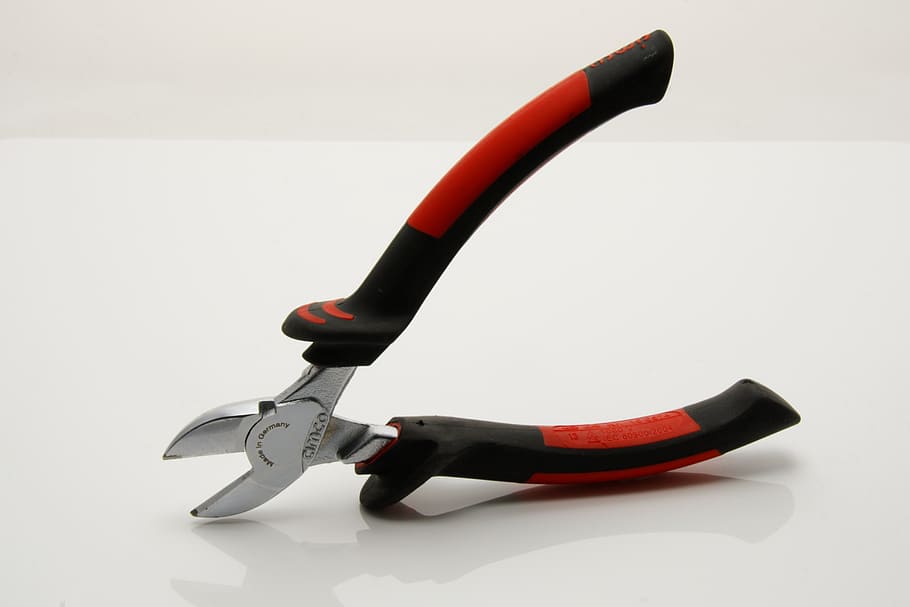 black, red, diagonal, plier, pliers, tool, diagonal cutting pliers, metal, craft, equipment