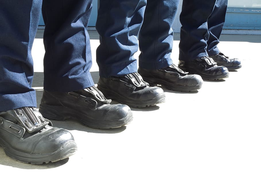 Safety Boots, Stand, Squad, Fire Station, firefighter, emergency, safety, services, shoe, people
