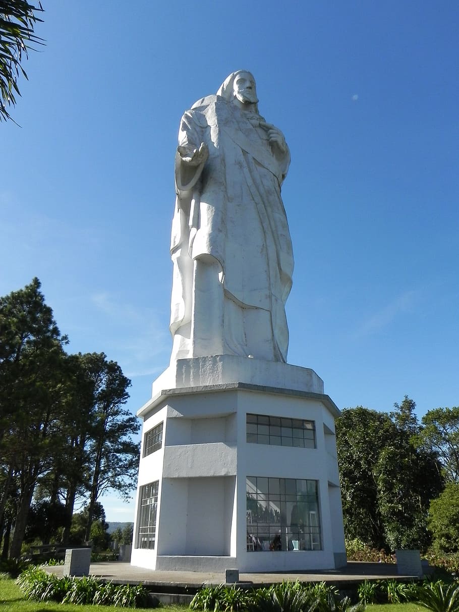 Christ, União Da Vitória, Paraná, Brazil, statue, sculpture, tree, day, low angle view, art and craft