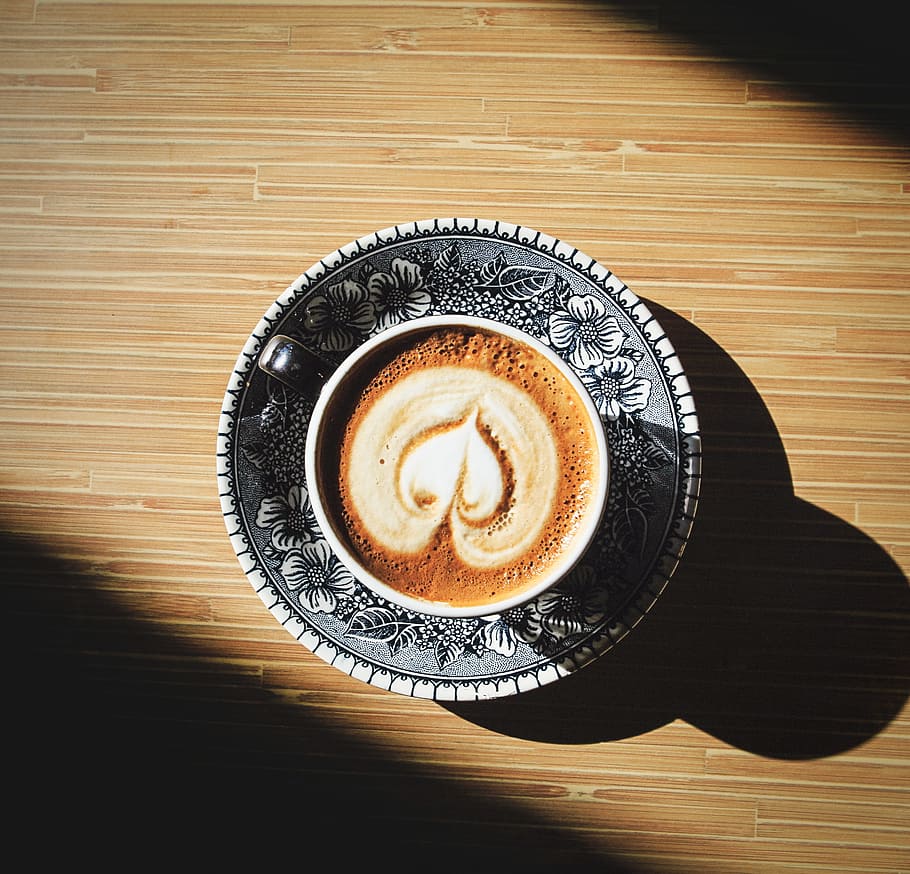 latte art, mug, coffee, cappuccino, latte, cup, morning, hot, cafe, brown
