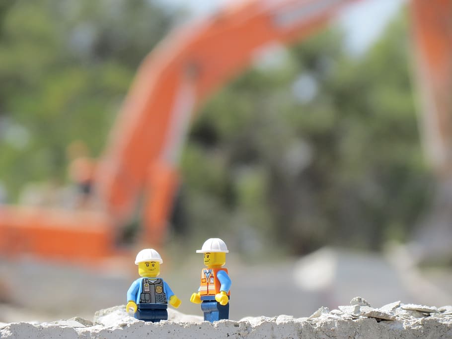 constructions, building, work, lego, focus on foreground, day, container, toy, nature, safety