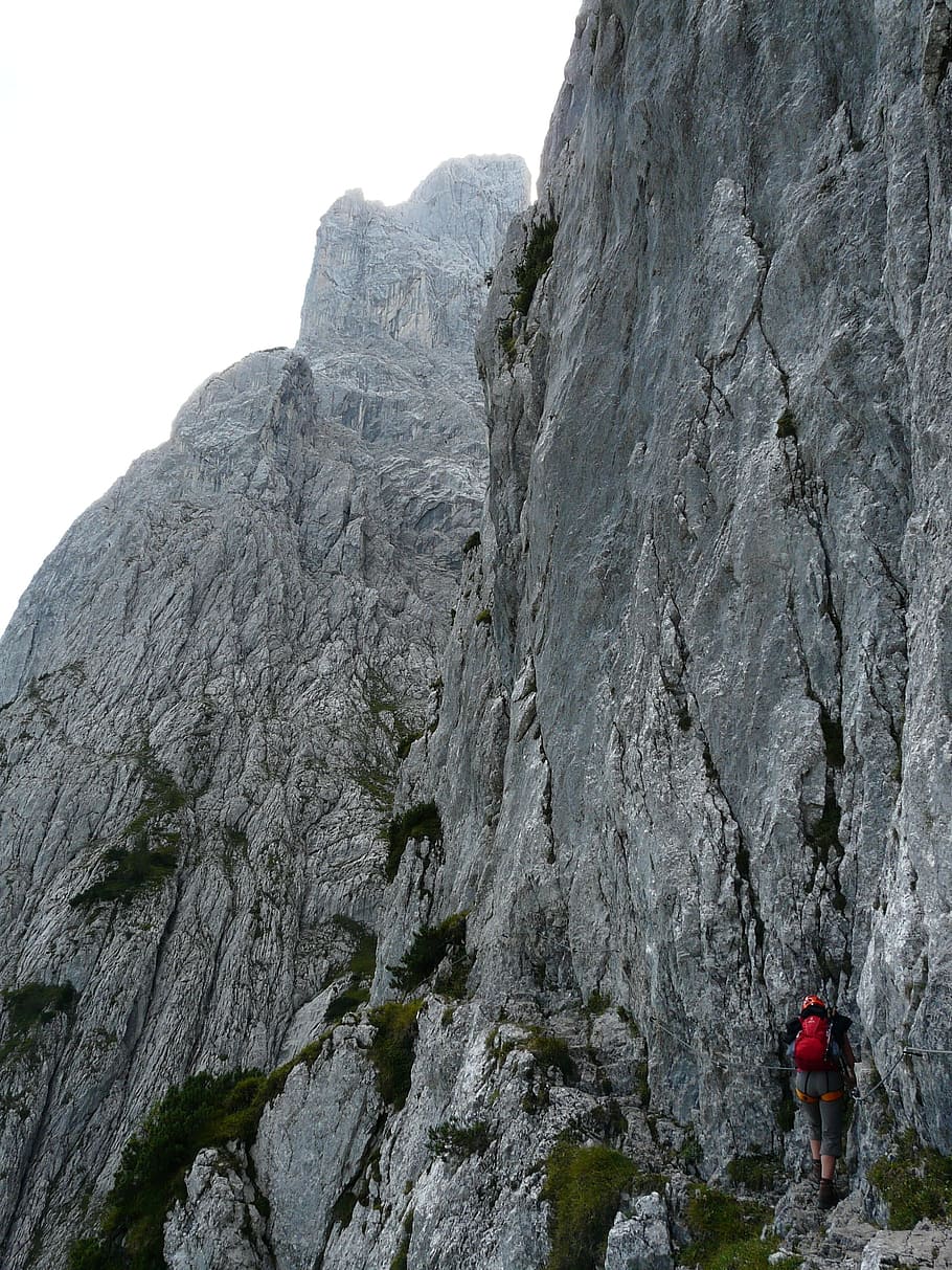 person, climbing, rocky, mountain, Climbing Route, Eggers, Dough, eggers dough, wilderkaiser, tyrol