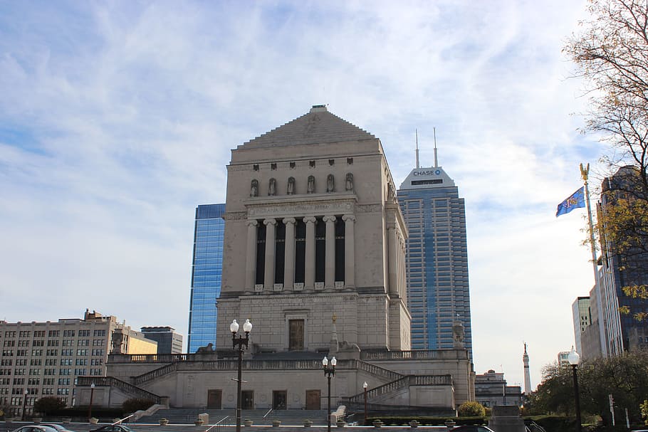 indianapolis, downtown, library, american legion mall, soldier, indiana, cityscape, building, landmark, architecture