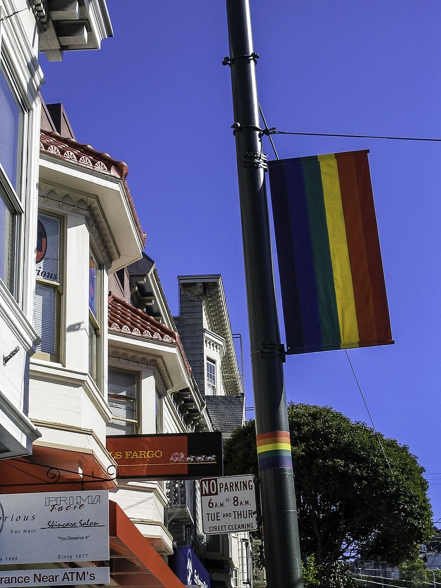 castro, san francisco, california, LGBT Pride Flag, Castro, San Francisco, California, flag, gay pride, LGBT, public domain, the castro