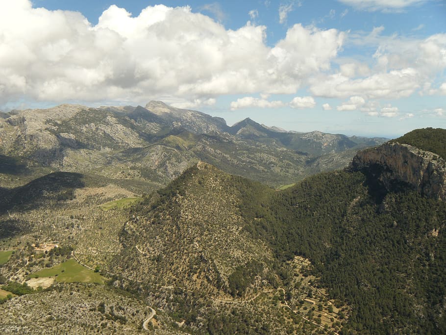 majorca, hill, mountain, tree, forest, mountains, landscape, rock, nature, view