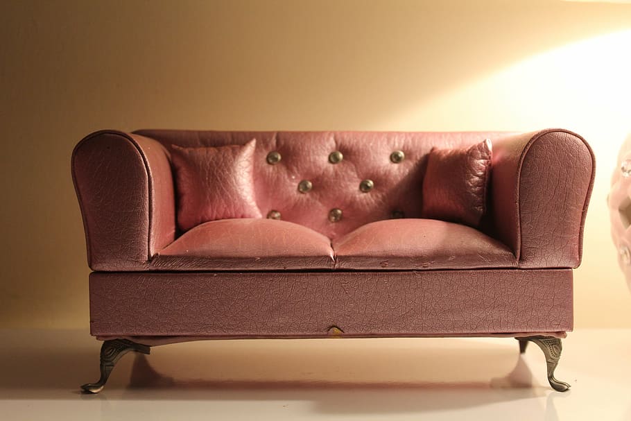 loveseat de cuero rojo, muebles, macro, luz, diseño, sofá, cómodo, decoración, elegancia, moderna