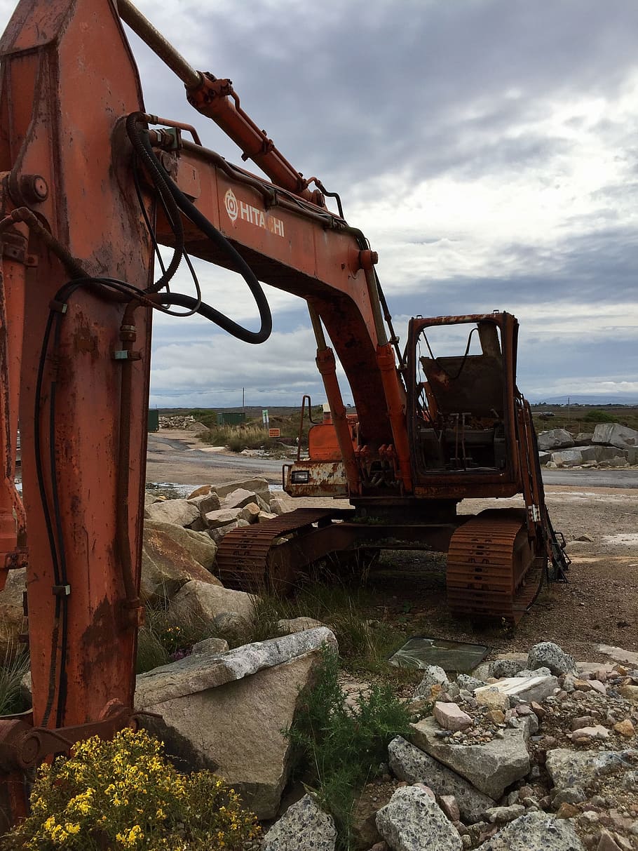 excavators, stainless, old, construction machine, rusty, iron, rusted, site, technology, metal