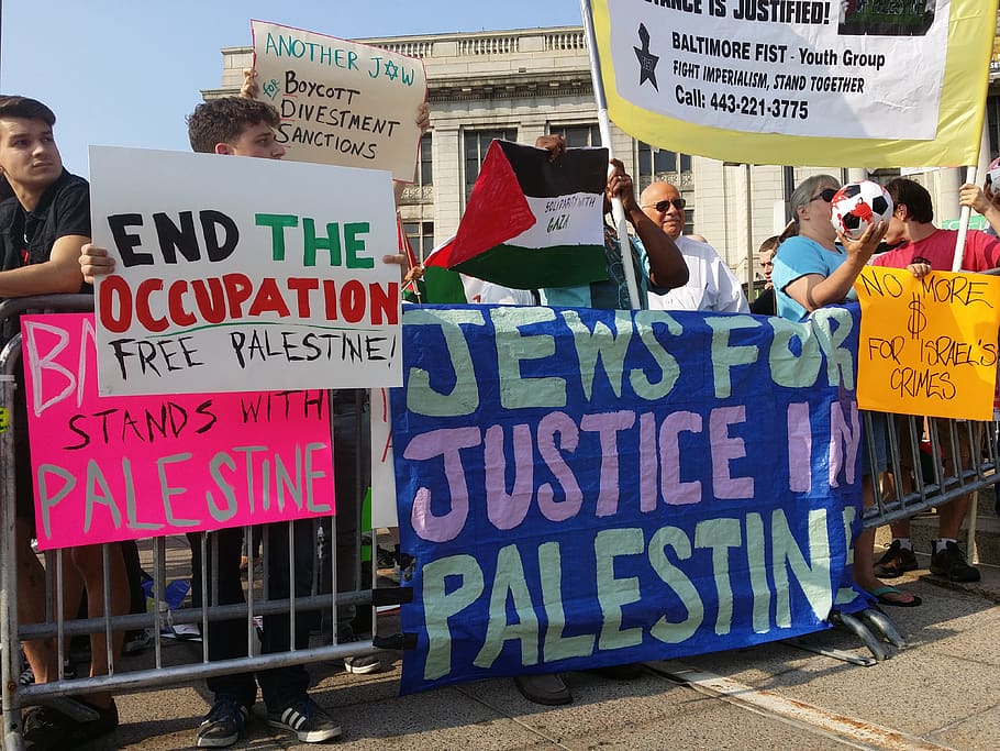 protest, demonstration, israel, political, sign, banner, protester, politics, text, western script