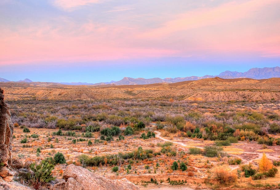 Dusk, Desert, Mountains, desert, mountains, big bend national park, texas, landscape, skies, colorful, scenic