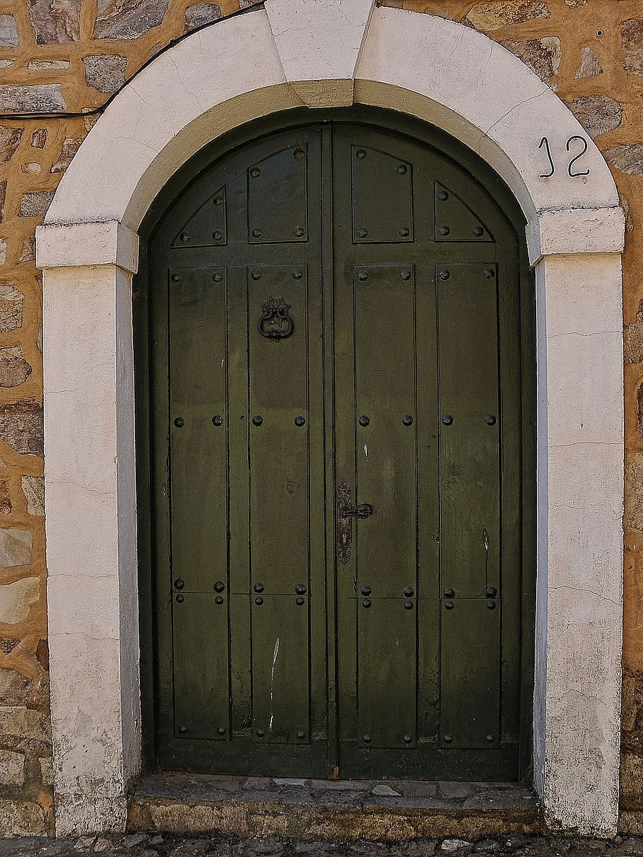 double doors, black, entrance, exit, building, arched, architecture, home, residential, doorway
