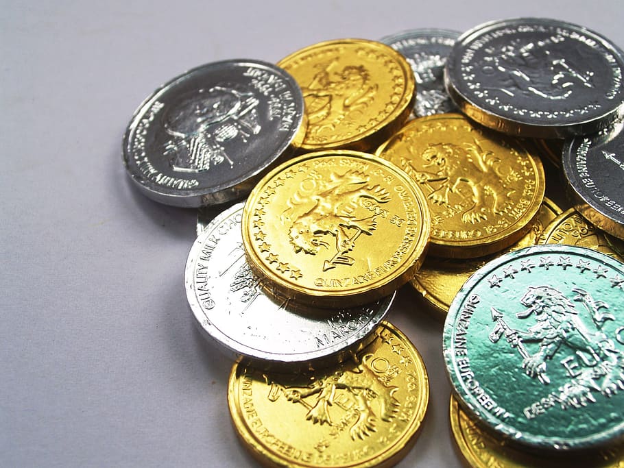koin, emas, uang tunai, terisolasi, menara, ekonomi, tingkat, bisnis, pendapatan, konsep