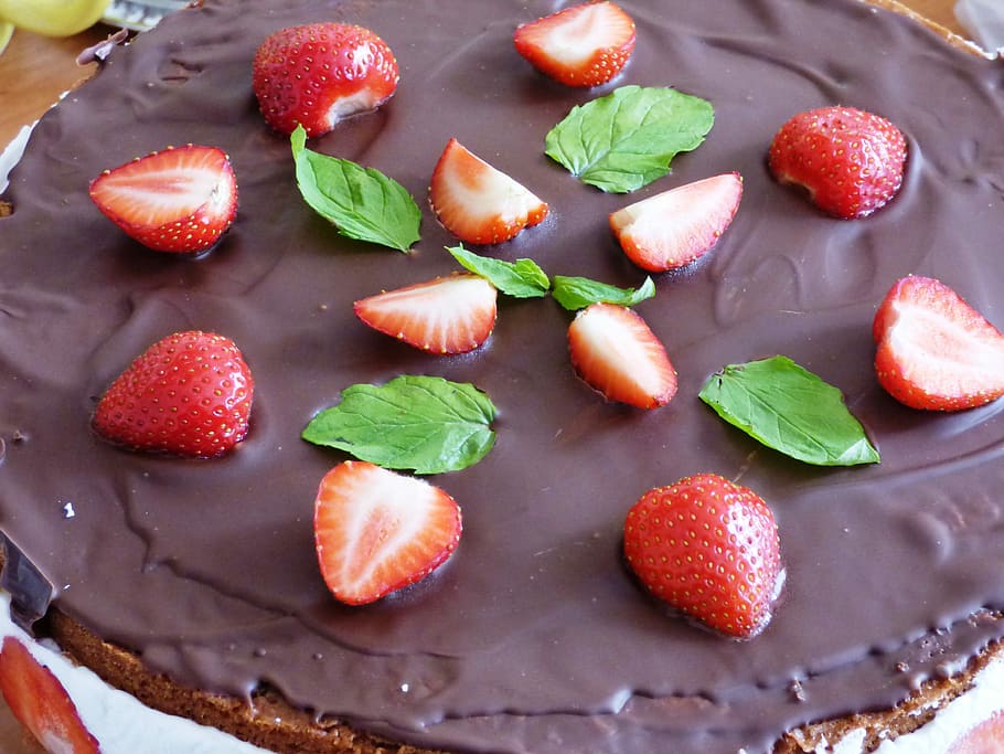 Cake, Sweets, Sweet, Chocolate, sweet, chocolate, strawberries, fruit, cream, birthday, birthday cake