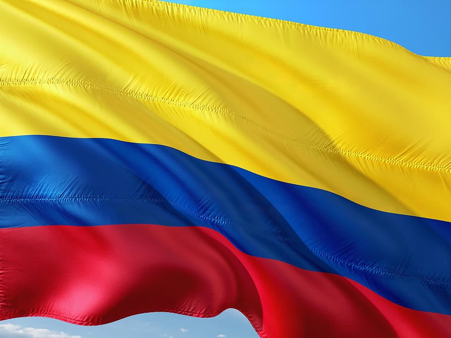 azul, rojo, rayado, bandera, internacional, colombia, Amarillo, multicolor, fondos, textil