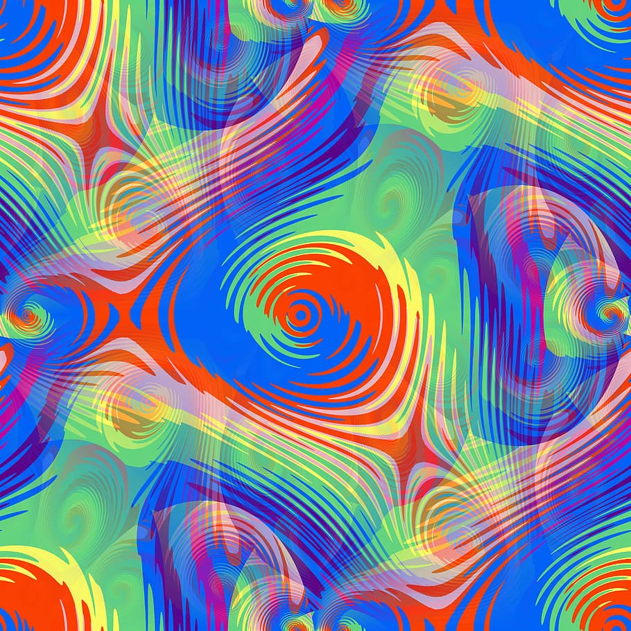 multicolored, optical, illusion decor, psychedelic, swirls, patterns, fractals, shapes, decorations, decorative