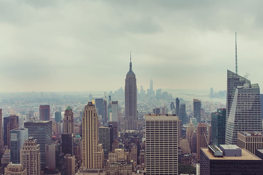 크라이슬러 타워, 새로운, 요크, 낮, 뉴욕, 도시, 지평선, 엠파이어 스테이트, 건물, 고층 건물