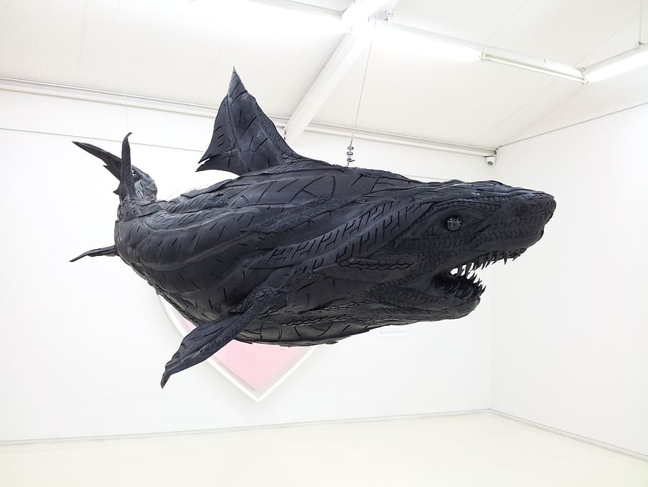 arte, tiburones, galería de arte, animal, temas de animales, representación, representación animal, ninguna gente, vista de ángulo bajo, creatividad