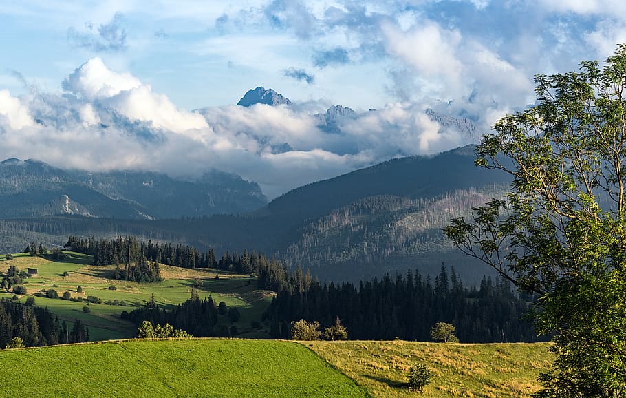 mountains, nature, tatra, landscape, sky, green, scenery, tourism, travel, clouds