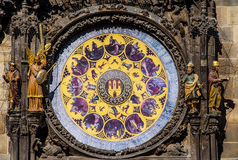 prague, clock, astronomical clock, old town, czech republic, town hall, historically, capital, moon phases, astronomical