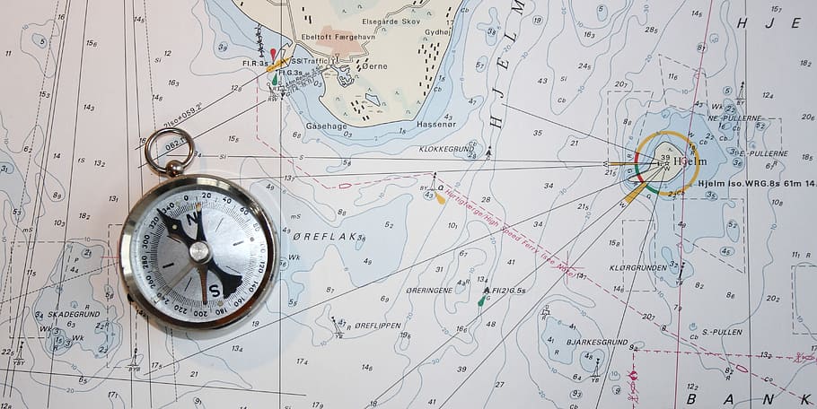 bússola no mapa, gráfico, bússola, norte, maritim, mapa, direção, planejamento, orientação, bússola de navegação