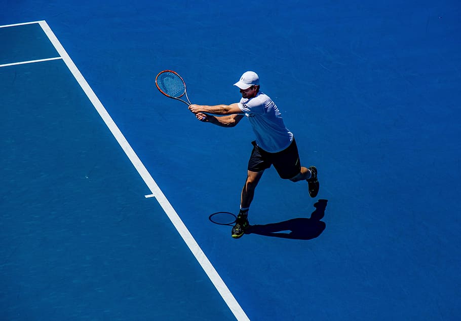 man playing tennis, people, man, sport, tennis, hobby, game, shadow, sunny, play