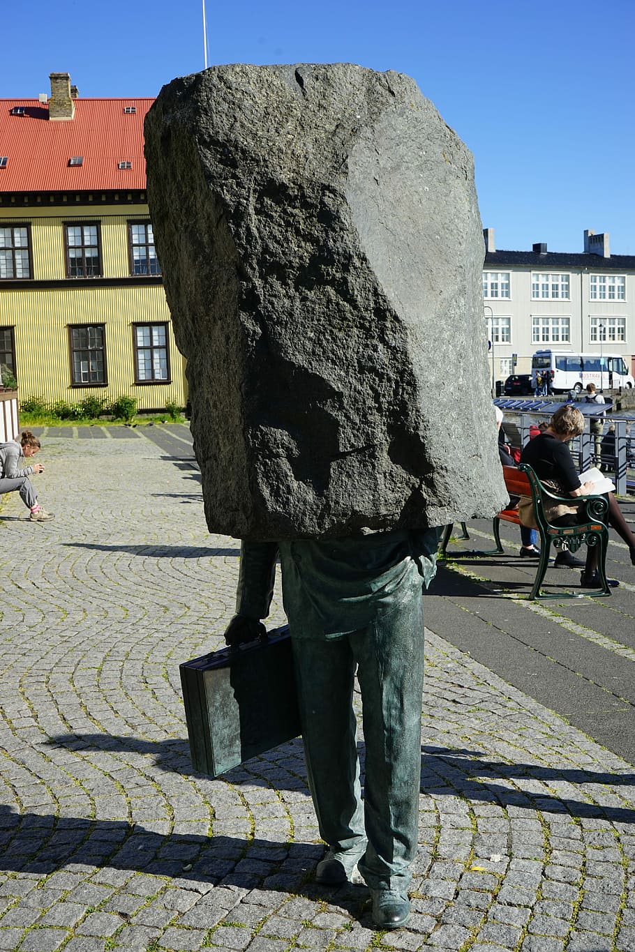 Sculpture, Headless, Stone, Reykjavik, artwork, iceland, architecture, built structure, city, building exterior