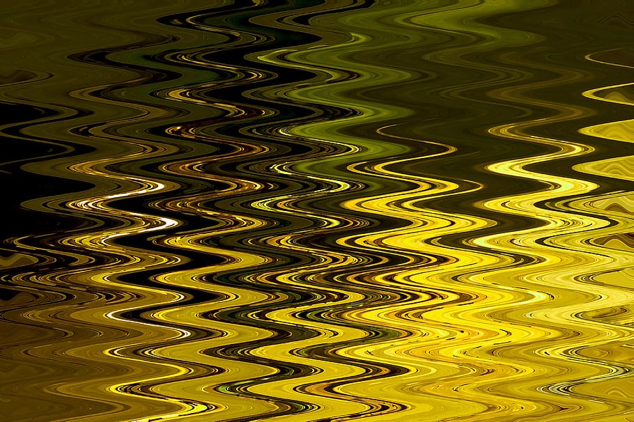 water, pond, reflection, ripple, gold, green, evening, pattern, abstract, surface