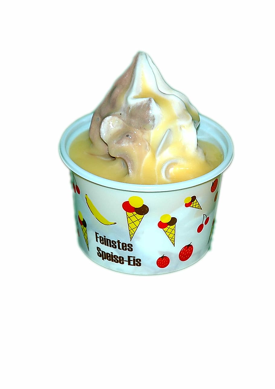 Piala Krim, Es Krim Sundae, cangkir eierlikör, es, es krim lembut, beku, es krim, latar belakang putih, makanan dan minuman, makanan manis