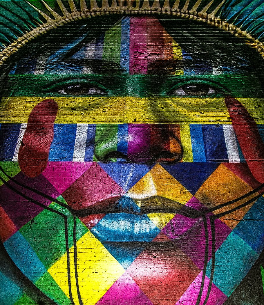 multicolored tribal painting, rio, brazil, rio2016, olympics, boulevard, kobra, painting, urban, art