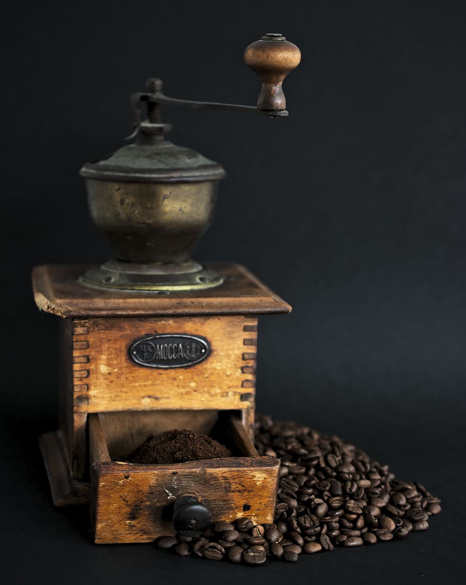 vintage, manual, shallow, focus photography, coffee, mill, roasted, coffee bean, bean, old
