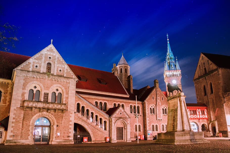 Old Town, Braunschweig, Sky, historic old town, old town market, blue, architecture, building exterior, built structure, night