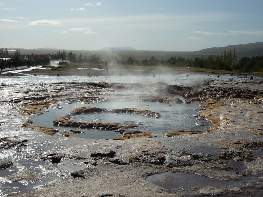 Strokkur, Geyser, Iceland, hot water valley, haukadalur, blaskogabyggd, outbreak, boiling water, water, eruption