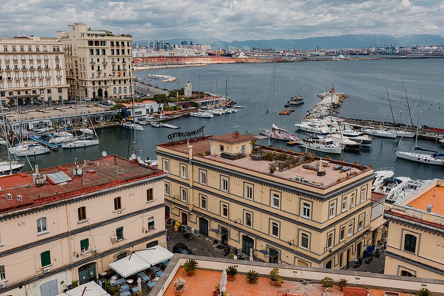 Italia, Eropa, kota, perjalanan, Napoli, Arsitektur, eksterior bangunan, struktur yang dibangun, air, kapal laut