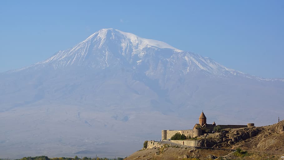white snow-capped mountains, Khor Virap, Monastery, Ararat, Armenia, ararat, armenia, caucasus, landmark, architecture, landscape