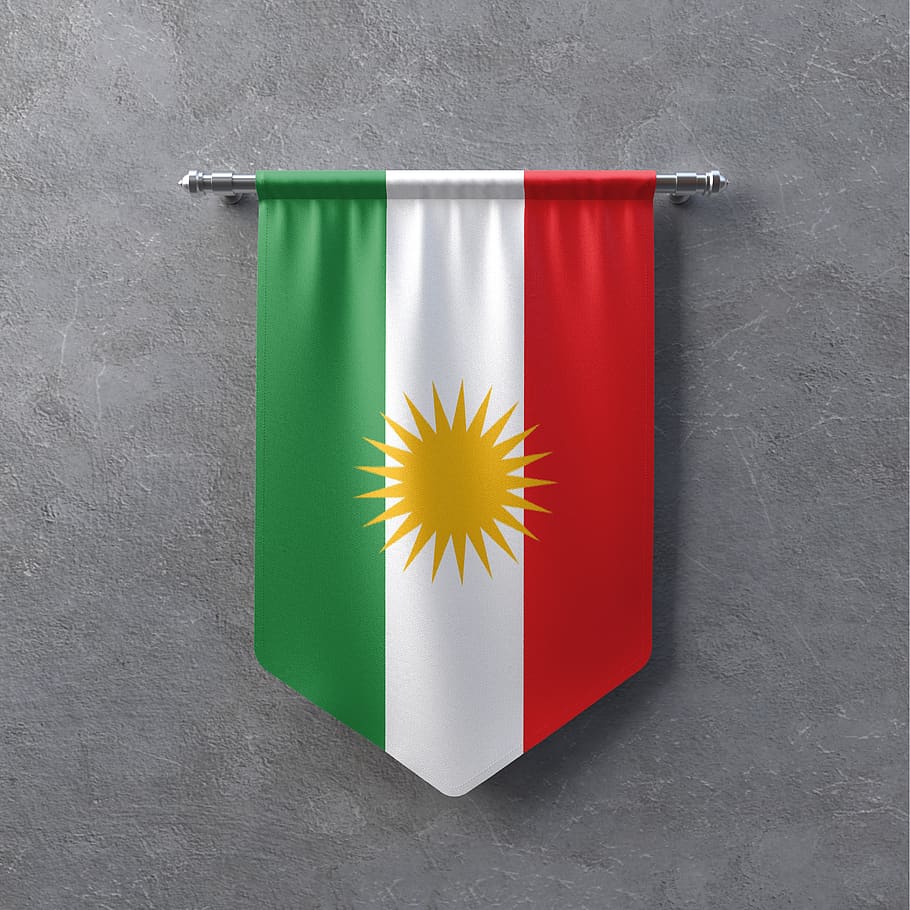curdistão, bandeira, kobani, como, síria, irã, turquia, iraque, nacional, patriotismo