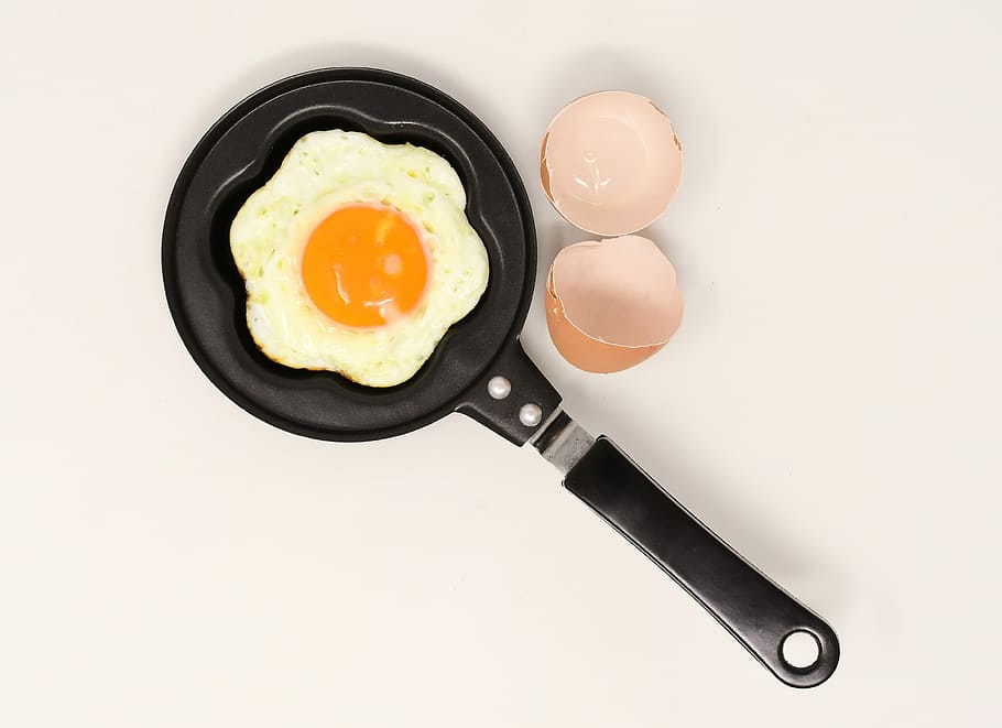 telur goreng, wajan, goreng, makan, kuning telur, makanan, protein, masak, telur, dapur