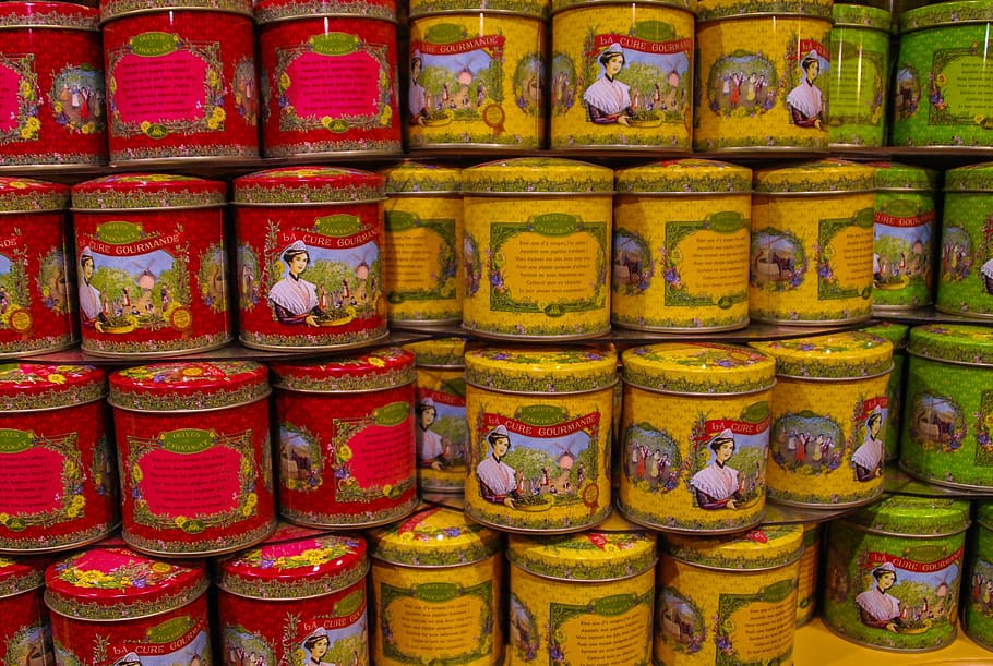 container, traditional, business, option, goods, market, colors, pots, boxes cans, shelving
