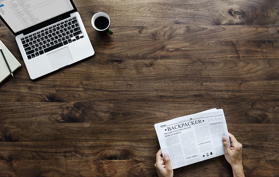 newspaper, paper, wood, table, aerial, background, break, cafe, coffee, communication