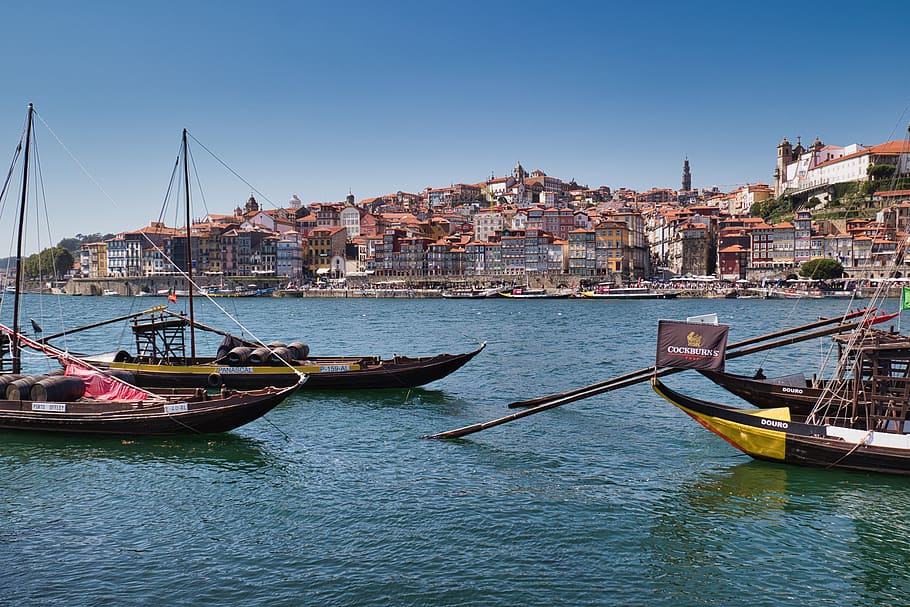portugal, porto, ships, historic center, ribeira, city, rio, nautical vessel, transportation, water