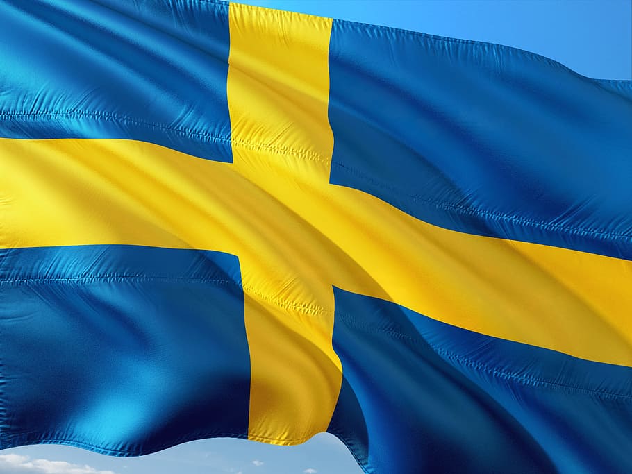 bendera swedia, internasional, bendera, swedia, kuning, biru, multi-warna, tidak ada orang, close-up, tekstil