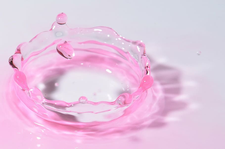 ピンクの液滴, 水, 色, 液体, ピンク, 気分, 点滴, 注ぐ, ピンク色, スタジオ撮影
